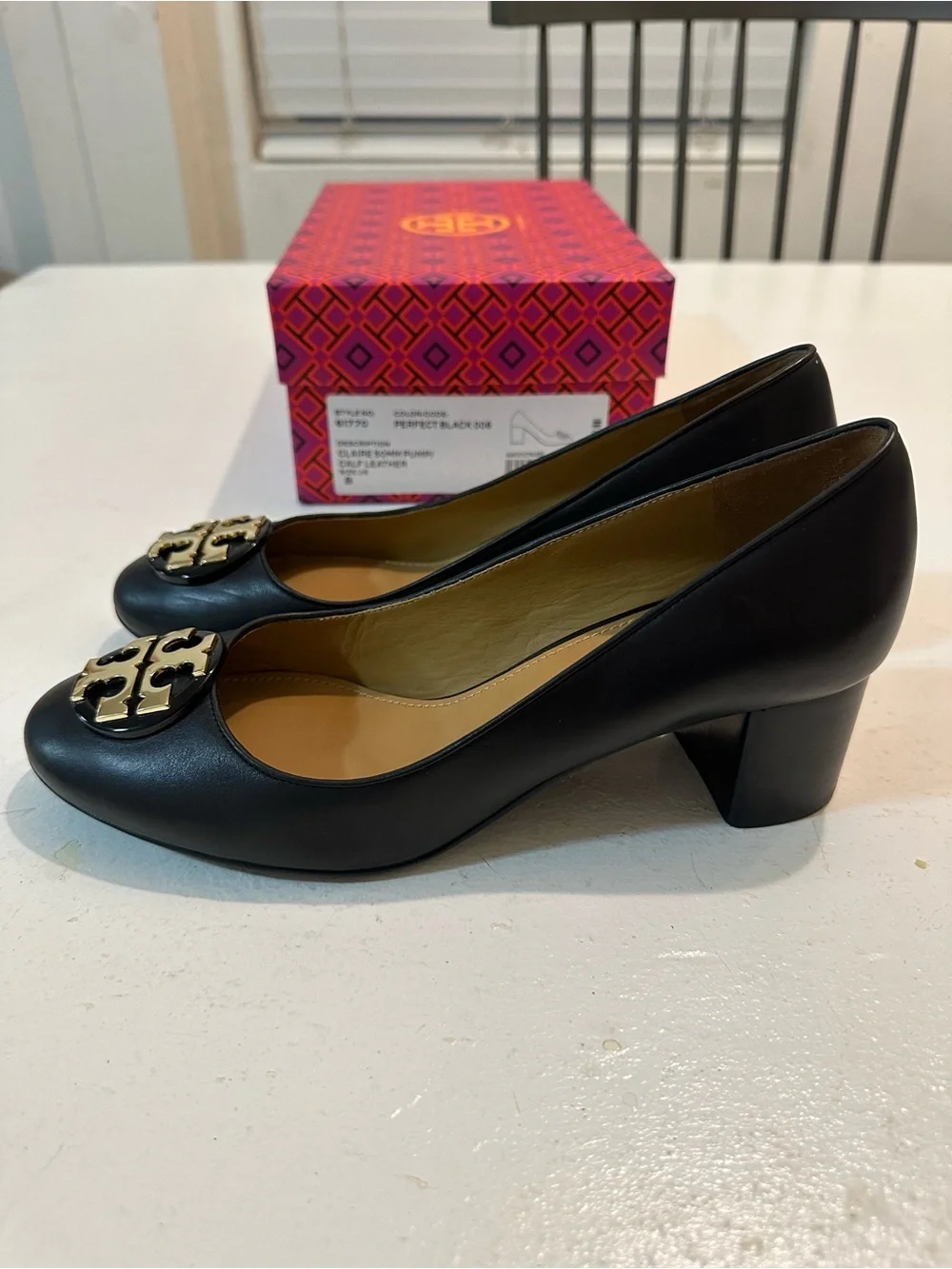 Tory Burch Claire 50MM Pump Black Calf Leather